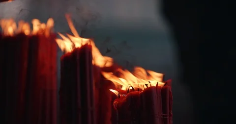 A closeup shot of flame on candle Stock Footage 90510789