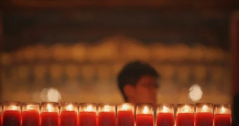 A closeup shot of flame on candle Stock Footage 90541591