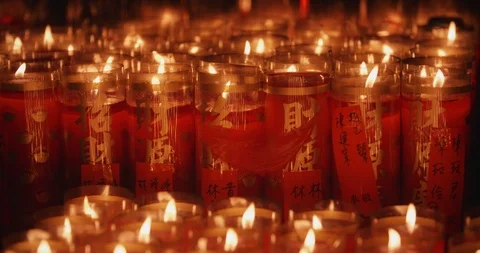 A closeup shot of flame on candle Stock Footage 90541736
