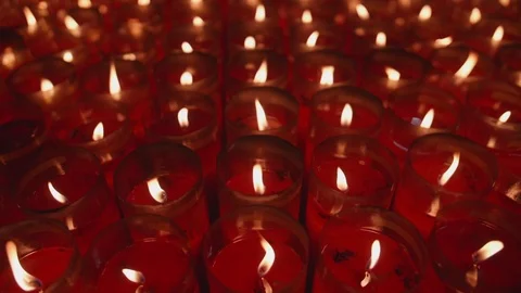 A closeup shot of flame on candle in slow motion Stock Footage 88850473