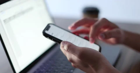 Closeup shot of hands using smartphone Stock Footage 138341284