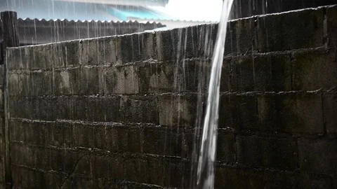 Closeup shot of heavy rain Stock Footage 76602907