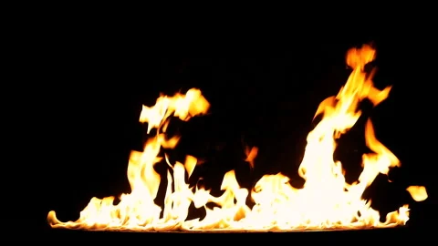 Closeup shot of the Huge line of flames rising from lower edge and swelling up  Stock Footage 142064071