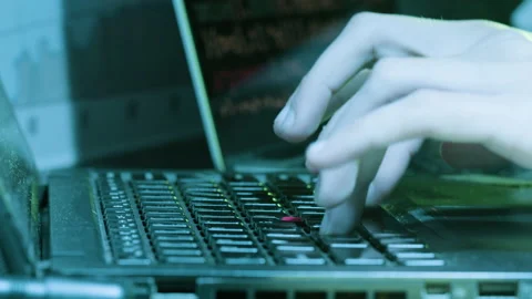 Closeup shot of human hands typing on grey keyboard Video stock 181825235