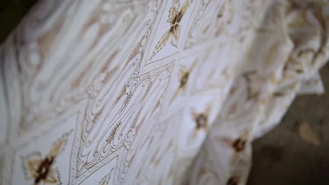Closeup shot of Indonesian batik pattern detail. Batik fabric being made. Stock Footage 149959278