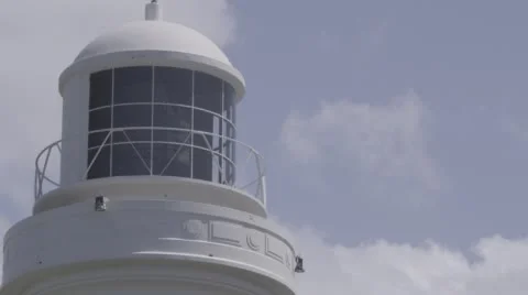 Closeup shot of lighthouse with clouds in background. Stock Footage 56510478