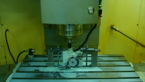 Closeup shot of Machine cutting and drilling with the metal tool in factory.. Stock Footage 347057577