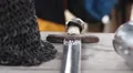 Closeup shot of medieval knight's sharp sword lying, ancient cold steel arms HD Footage