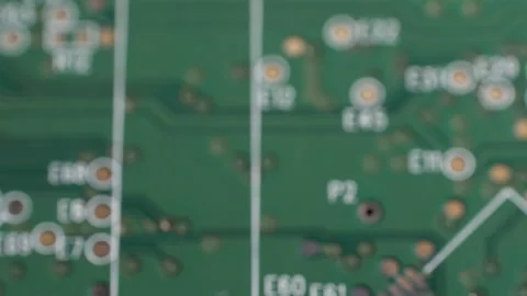 Closeup shot of a microchip. Numbers and lines. Hard drive. Selective focus. Stock Footage 171487102