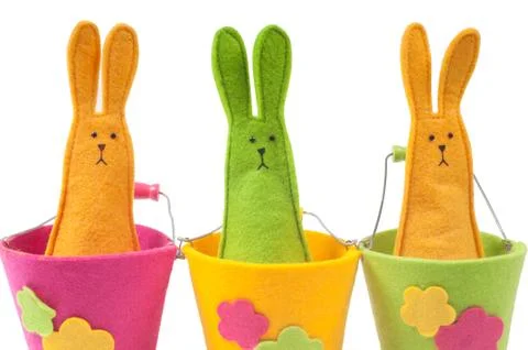 Closeup shot of multicolored easter bunnies Фото