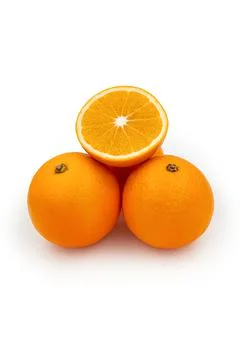 Closeup shot of oranges on white surface Stock Photos