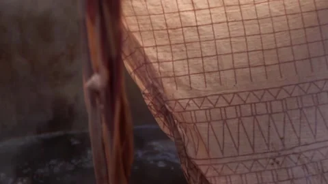 Closeup Shot Of Organic Textiles During The Dyeing Process With Red Madder Stock Footage 156009221