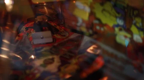 Closeup shot of Pinball Machine Being Played Stock Footage 49152021