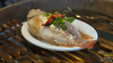 Closeup shot of prepared BBQ Fish on a Grill Stock Footage 56434358