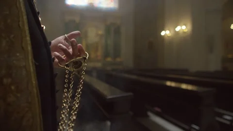 Closeup shot of a priest with incense Stock Footage 283242265
