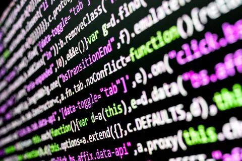 Closeup shot of programming code on computer screen Foto stock