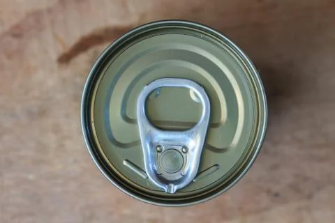 Closeup shot from the pull ring on a beverage can Foto stock