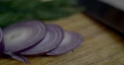 Closeup shot of a red cut onion Stock Footage 87252128