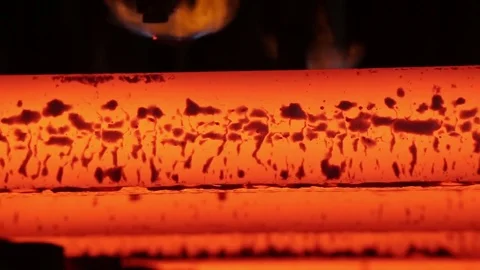 Closeup shot of Red-hot iron Stock Footage 72758804