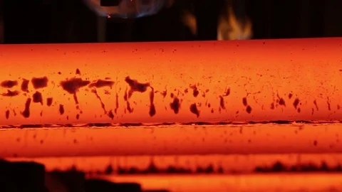 Closeup shot of Red-hot iron Stock Footage 72759121