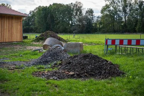 Closeup shot of repairs in the land plot Fotos de archivo