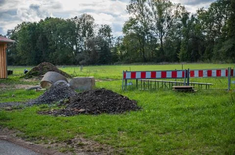 Closeup shot of repairs in the land plot Fotos de archivo