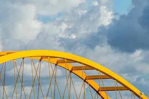 Closeup shot of a roller coaster railing on a cloudy day Foto stock