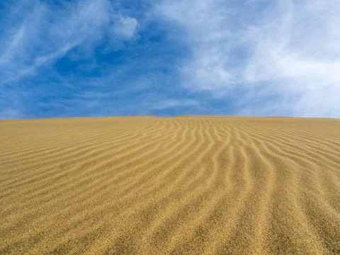 A closeup shot of the sand with parallel patterns in Gran Canaria, Canary Isl Fotos Stock