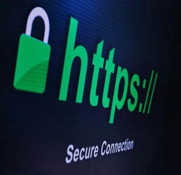 Closeup shot of a Secure connection message on a monitor - ALL design on this Stock Photos