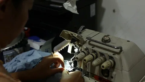 Closeup shot of sewing machine Stock Footage 74803133