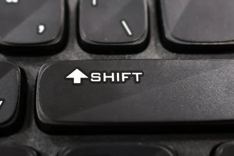 Closeup shot of Shift Key on the black Keyboard Stock Photos