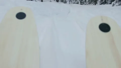 A closeup shot of skiing Stock Footage 168571185