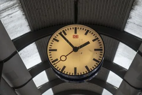Closeup shot of the station clock. Stock Photos