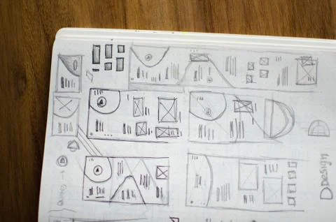 A closeup shot of UI/UX draft sheet Stock Photos