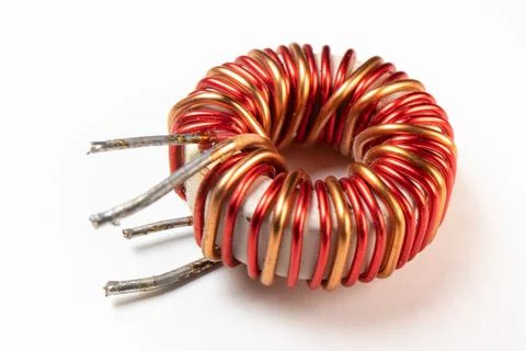 Closeup shot of variable power inductor isolated on white Stock Photos