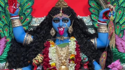 A closeup shot of the visage of goddess Maa Kali. Stock-Footage 295656302
