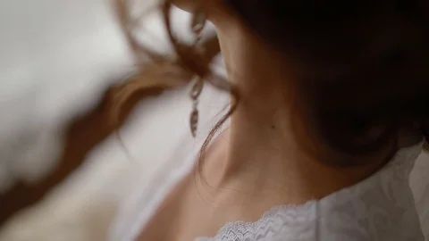 Closeup shot of young bride Stock Footage 79790037