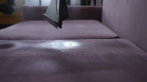 Closeup side view of unrecognizable cleaning service employee spraying water on Stock Footage 239660974