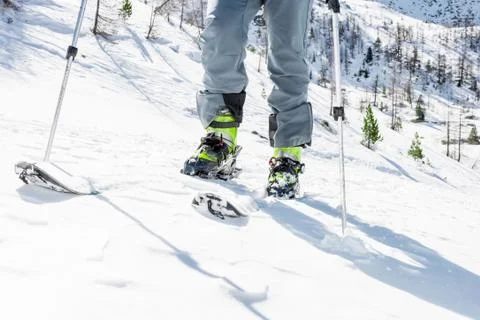 Closeup of skiing equipment. Stock Photos