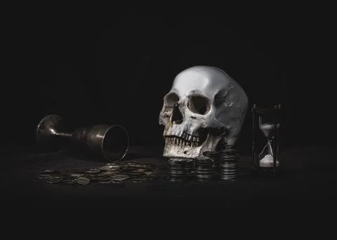 Closeup of a skull with a dark background 스톡 사진
