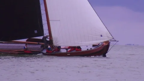 CloseUp of a Skutje under sail Stock Footage 120674530