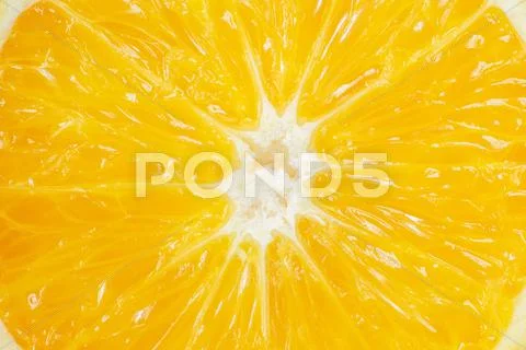 Closeup slice of fresh orange. Stock Photos