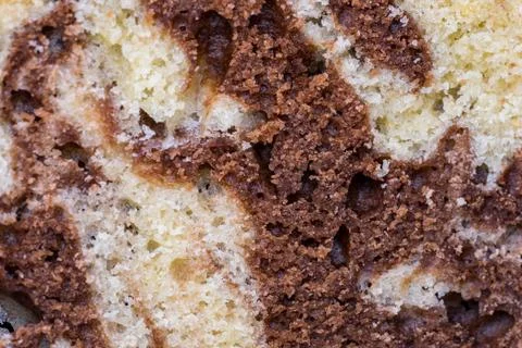 Closeup of a slice of marble cake slice Stock Photos