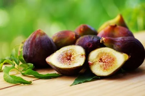 Closeup on the sliced figs Stock Photos