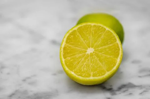 Closeup of a Sliced Lemon Stock Photos