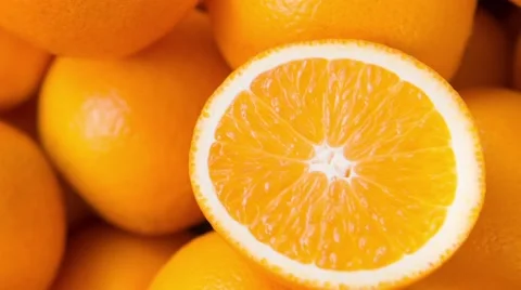 Closeup of sliced oranges Stock Footage 48788069