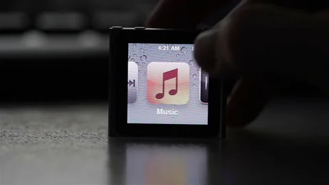 Closeup Sliding And Typing Audio Player Display Stock Footage 71452963