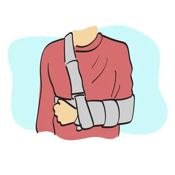 Closeup of sling on broken left arm illustration vector hand drawn isolated 스톡 일러스트