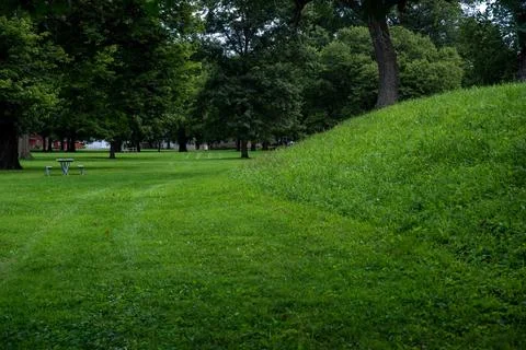 Closeup sloping side of Great Circle Mound Newark Earthworks Ohio Foto stock