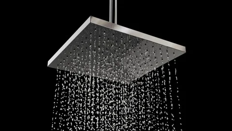 Closeup slow motion Rain shower bath overhead droplet water Stock Footage 272315455